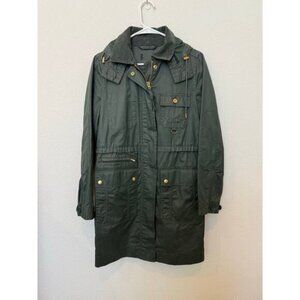 J Crew Green Downtown Wax Coated Utility Field Parka Jacket Small